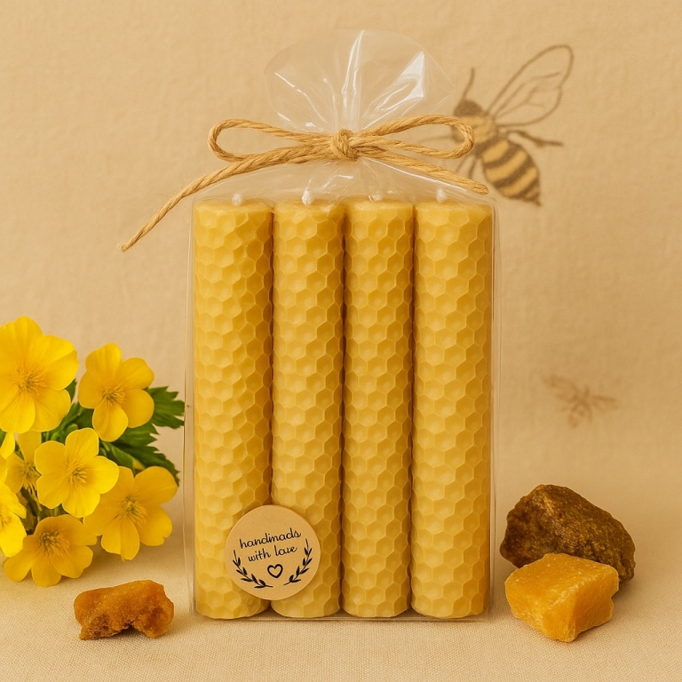 Zestaw 4 świec z węzy pszczelej 11cmx2cm