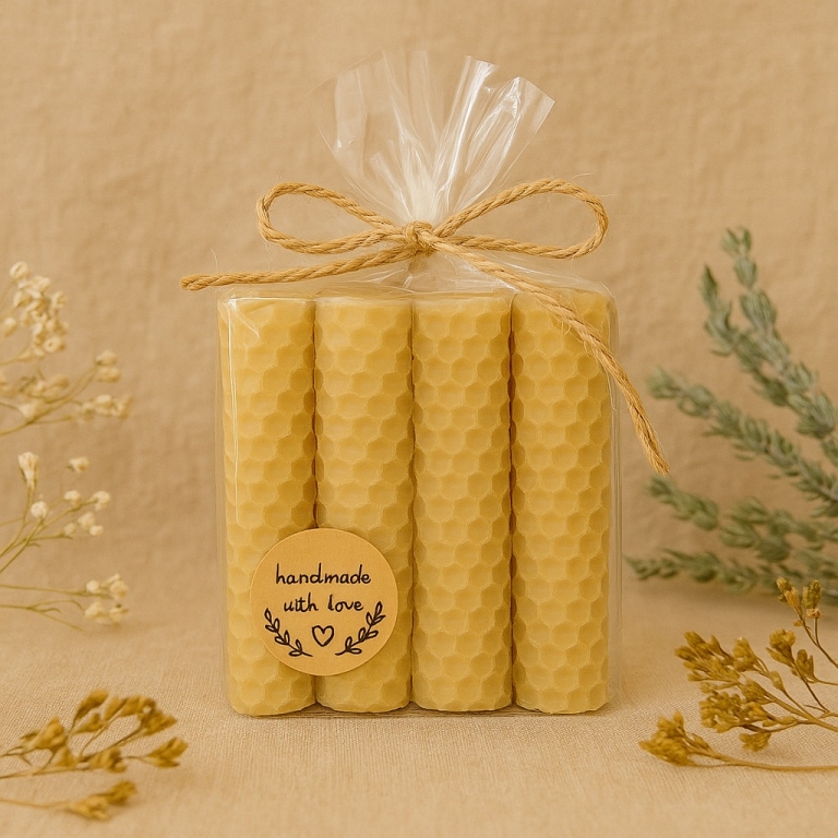 Zestaw 4 świec z węzy pszczelej 8cmx2cm