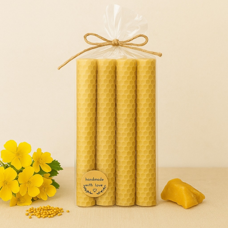Zestaw 4 świec z węzy pszczelej 18cmx2cm