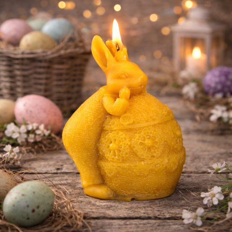 Świeca z wosku pszczelego KRÓLIK Z JAJKIEM
