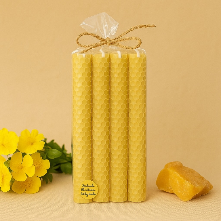 Zestaw 4 świec z węzy pszczelej 22cmx2cm