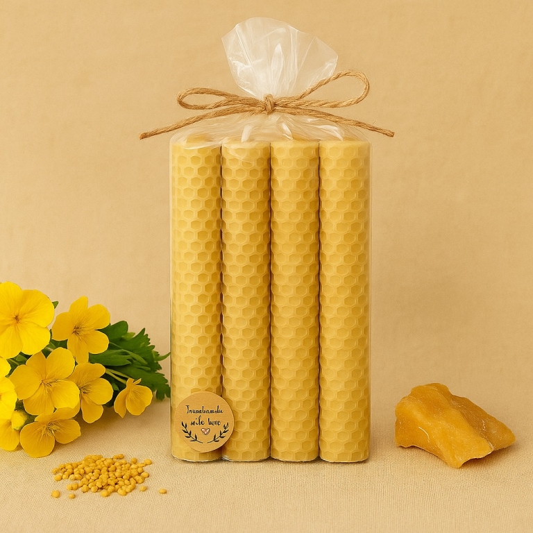 Zestaw 4 świec z węzy pszczelej 14cmx2cm