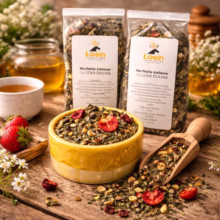 Herbata zielona Słodka Dolina 50G z truskawką i jabłkiem