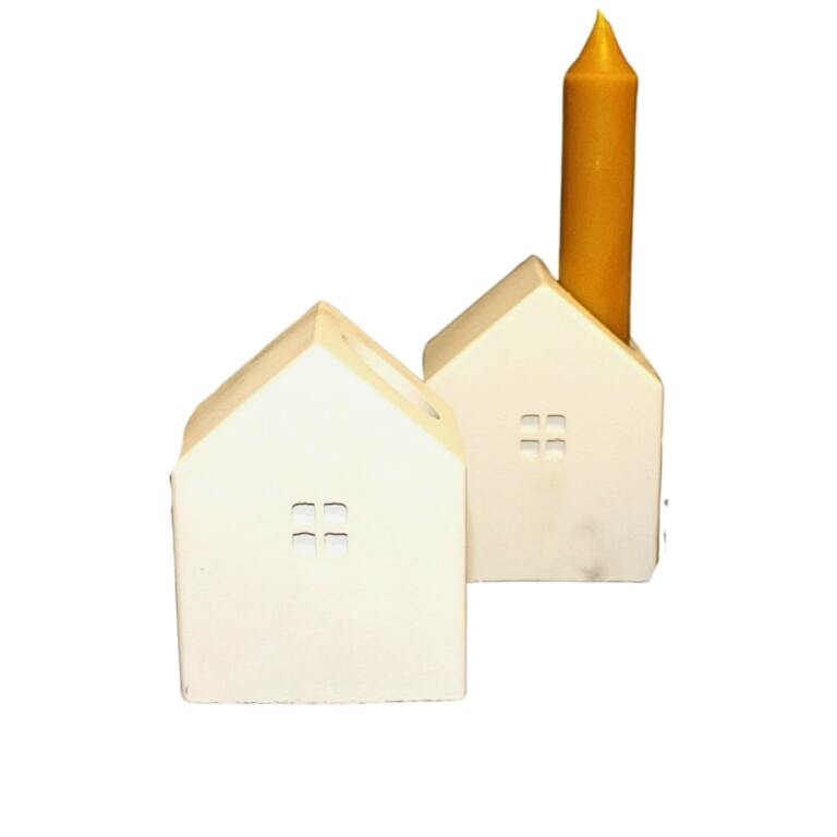 Podstawka z gipsu kremowa świece stołowe DOMEK