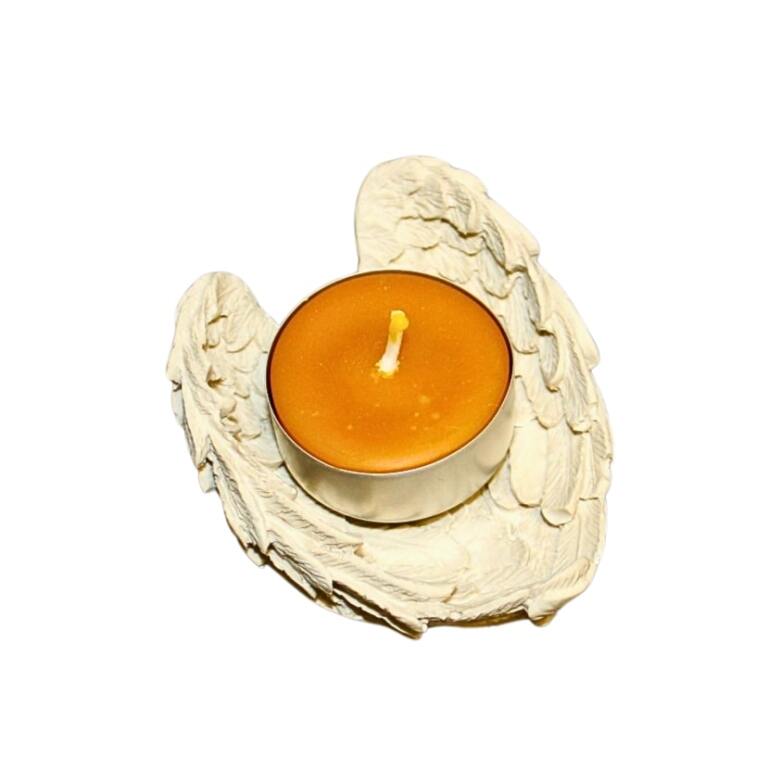 Podstawka z gipsu kremowa tealight SKRZYDŁA