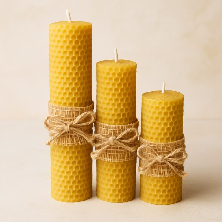 Zestaw świec z węzy pszczelej z jutą