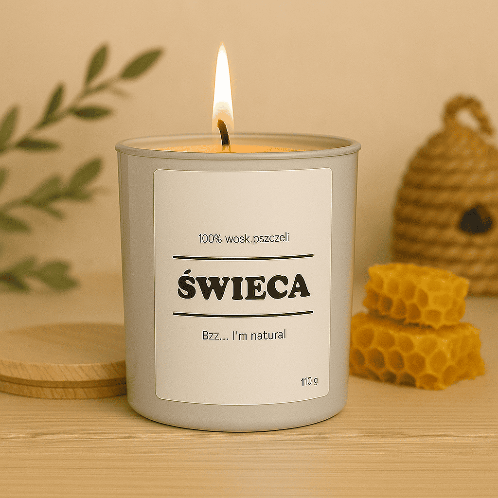 Świeca z wosku pszczelego 110g BIAŁA