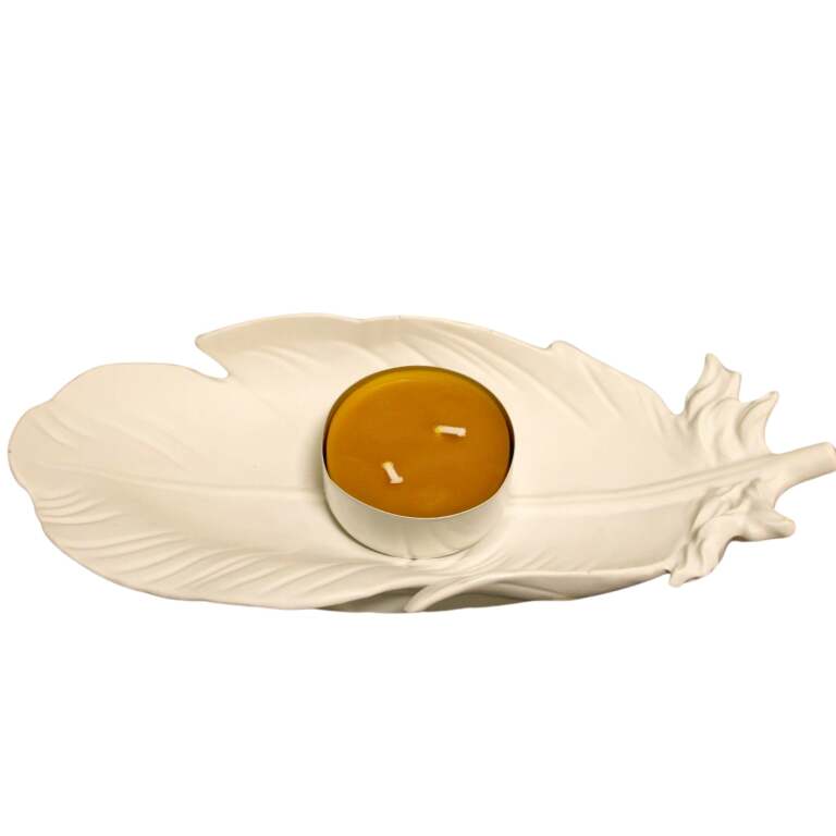 Podstawka z gipsu kremowa LIŚĆ