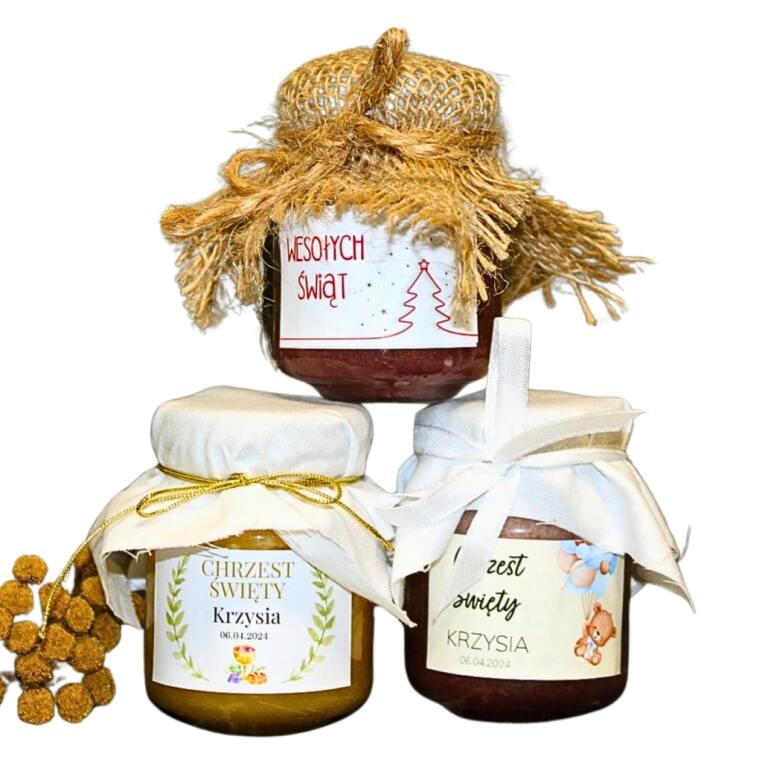 Podziękowanie Chrzest Komunia Wesele Miód 80-130ml