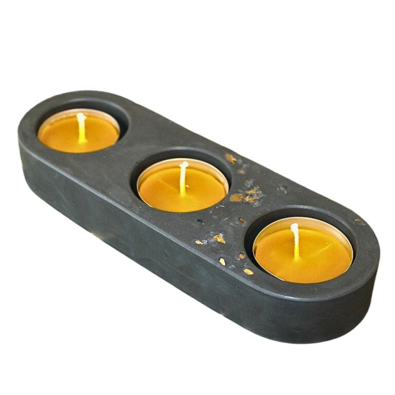 Podstawka z gipsu czarno-złota ŚWIECZNIK