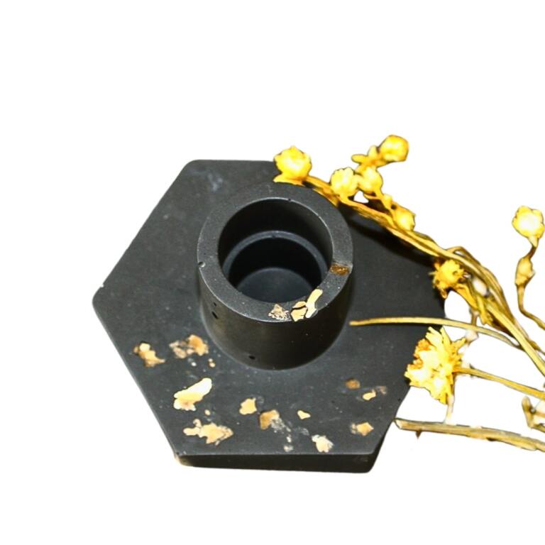 Podstawka z gipsu czarno-złota HEKSAGON