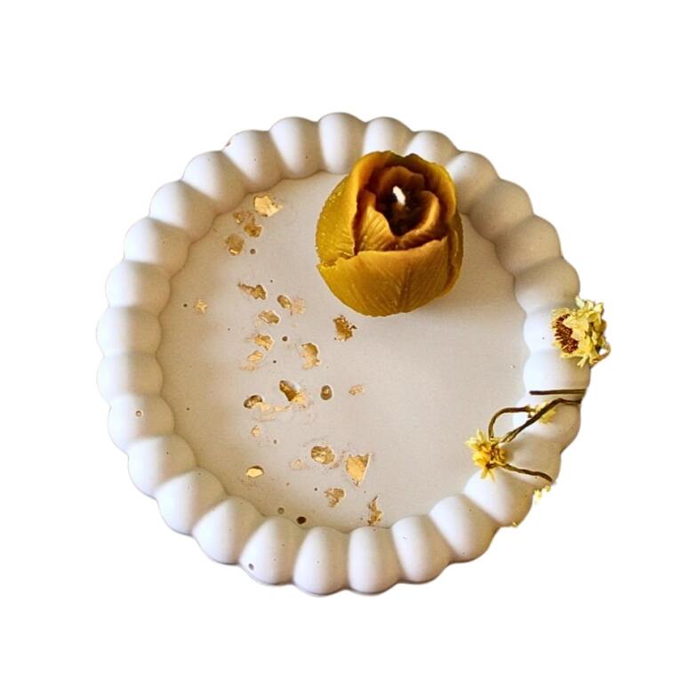 Podstawka z gipsu kremowo-złota BUBBLE