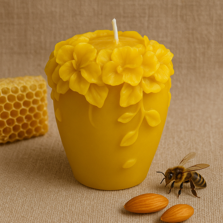 Świeca z wosku pszczelego RATTANOWE KWIATY 2