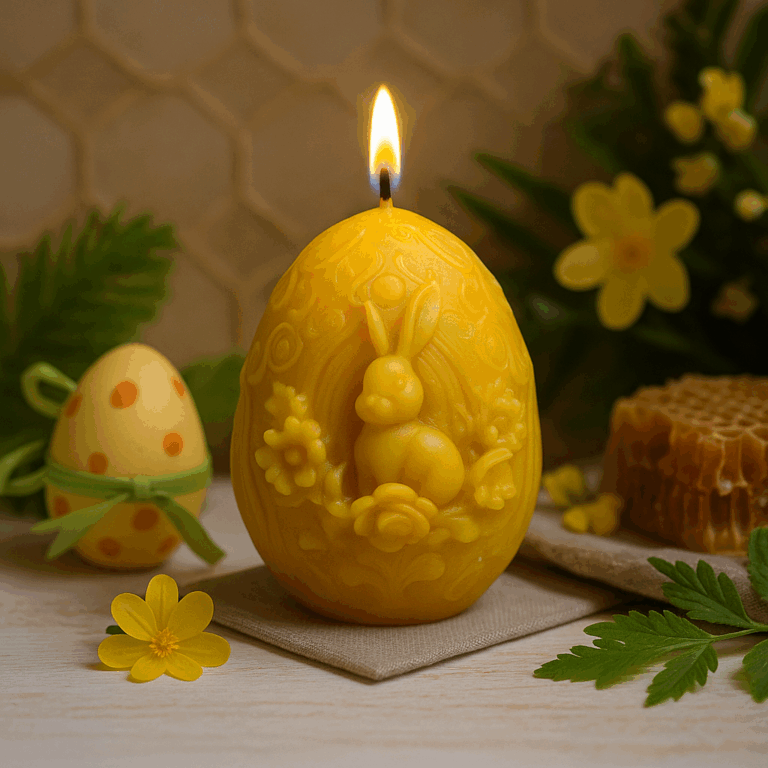 Świeca z wosku pszczelego JAJKO Z KRÓLIKIEM