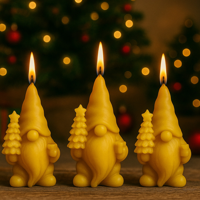 Świeca z wosku pszczelego MIKOŁAJ Z PREZENTEM