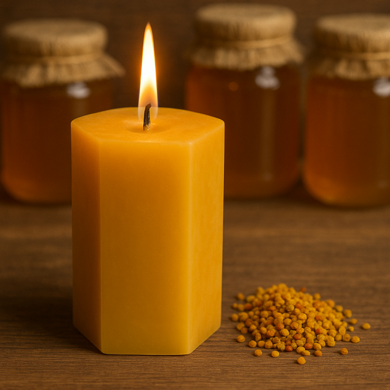 Świeca z wosku pszczelego HEKSAGON ŚREDNIA