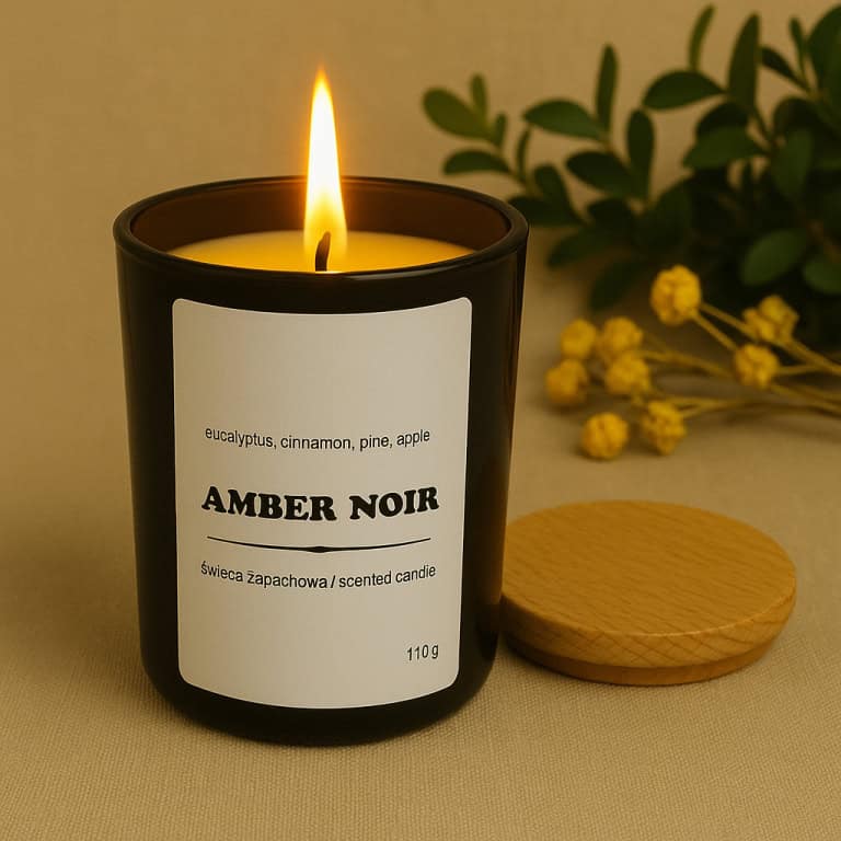 Świeca zapachowa AMBER NOIR 10% - czarne szkło