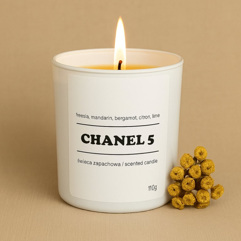 Świeca zapachowa CHANEL 5 10% - białe szkło