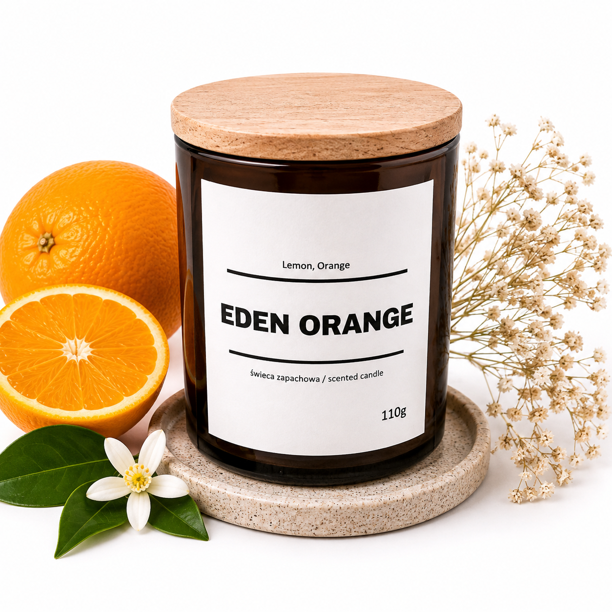 Świeca zapachowa EDEN ORANGE 10% 110g - czarne szkło - obrazek 3