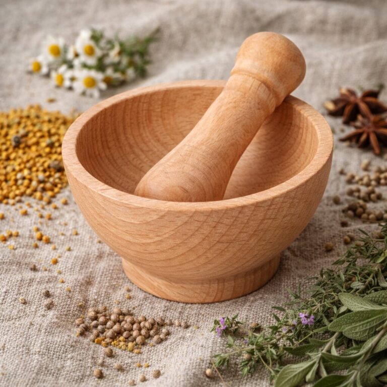 Moździerz drewniany z tłuczkiem