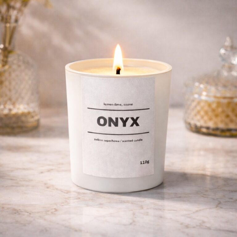 Świeca zapachowa ONYX 10% 110g - białe szkło