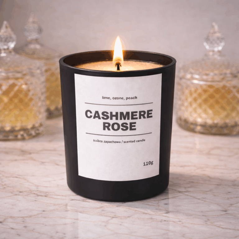 Świeca zapachowa CASHMERE ROSE 10% 110g - czarne szkło