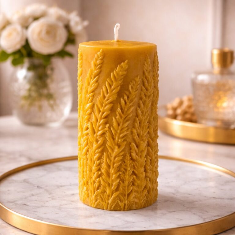 Świeca z wosku pszczelego Lawenda