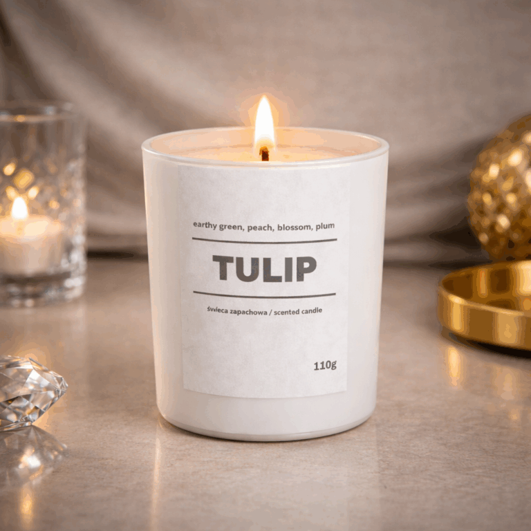 Świeca zapachowa TULIP 10% 110g - białe szkło