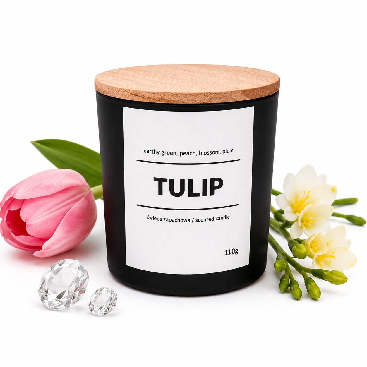 Świeca zapachowa TULIP 10% 110g - czarne szkło - obrazek 4