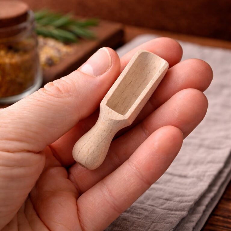 Łopatka drewniana do przypraw herbaty 8cm