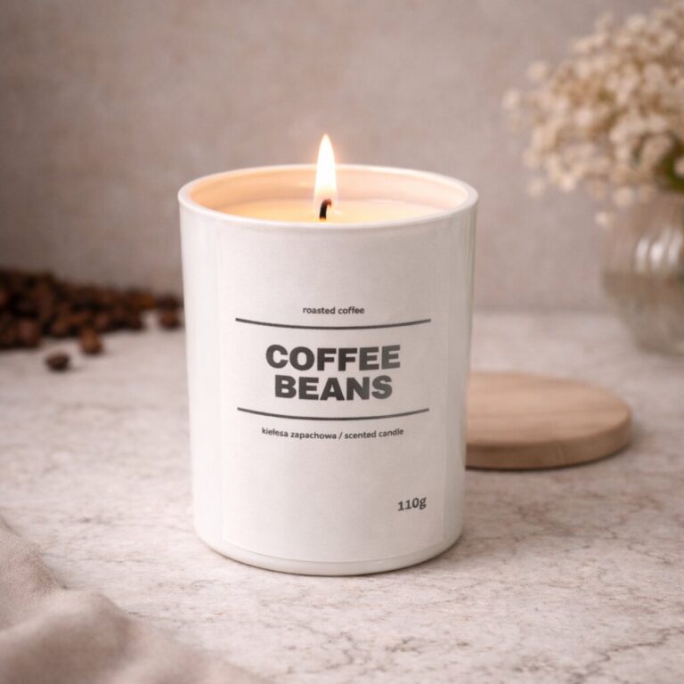 Świeca zapachowa COFFEE BEANS 10% 110g - białe szkło