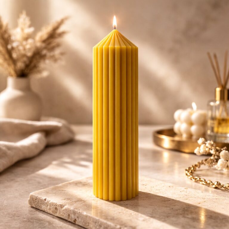 Świeca z wosku pszczelego Karbowana 15cm