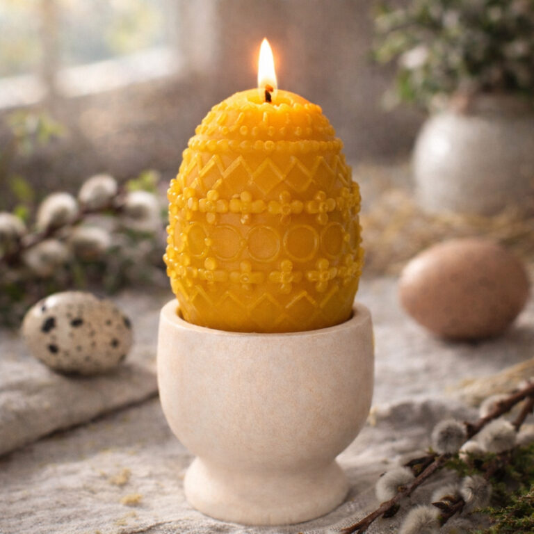 Świeca z wosku pszczelego Jajko w Kieliszku