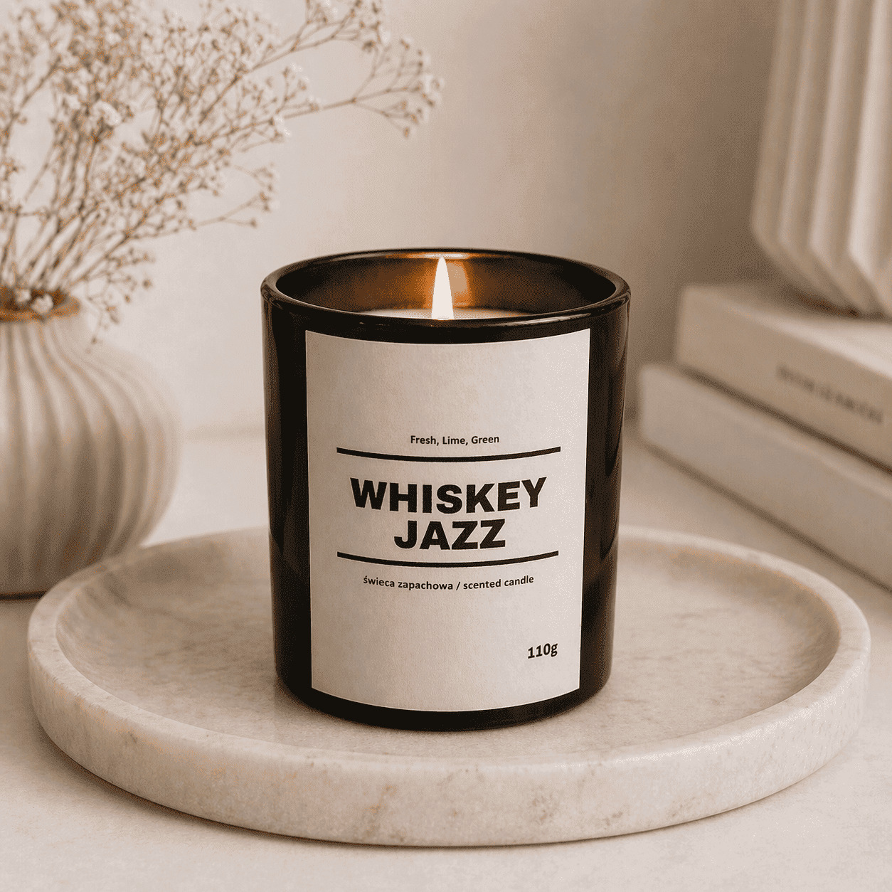 Świeca zapachowa WHISKEY JAZZ 10% 110g - czarne szkło