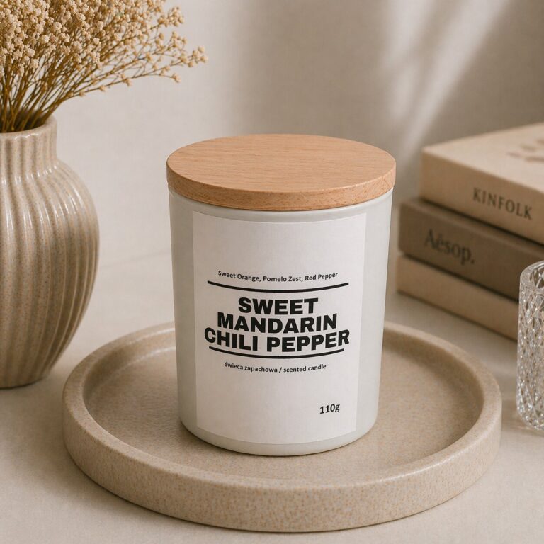 Świeca zapachowa SWEET MANDARIN CHILI PEPPER 10% 110g - białe szkło