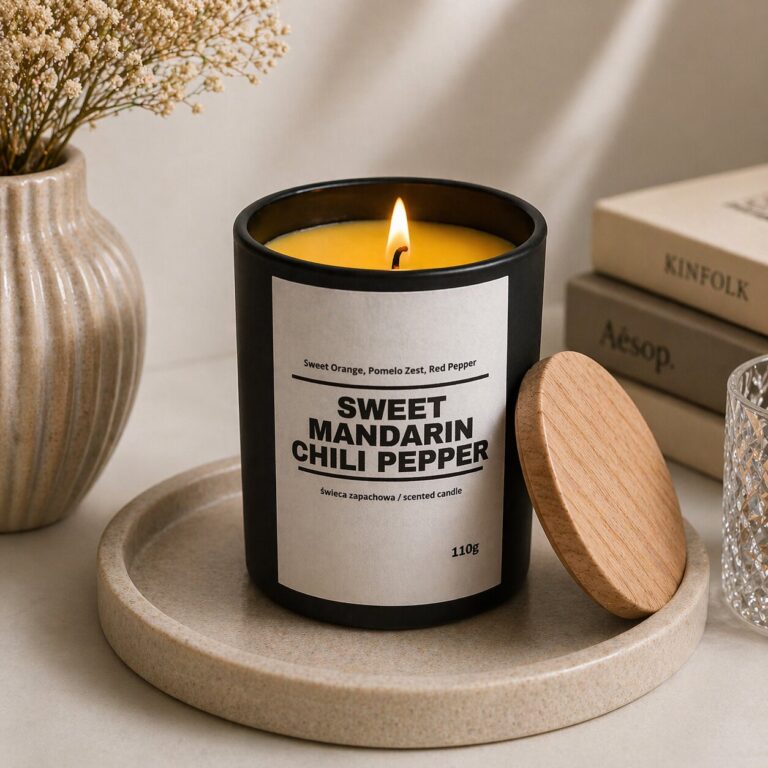 Świeca zapachowa SWEET MANDARIN CHILI PEPPER 10% 110g - czarne szkło