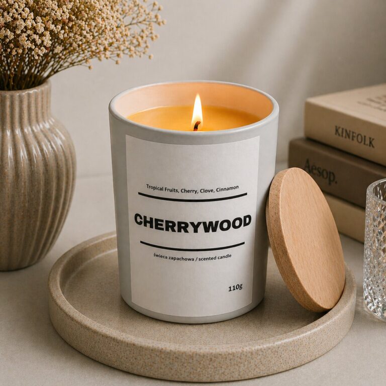 Świeca zapachowa CHERRYWOOD 10% 110g - białe szkło