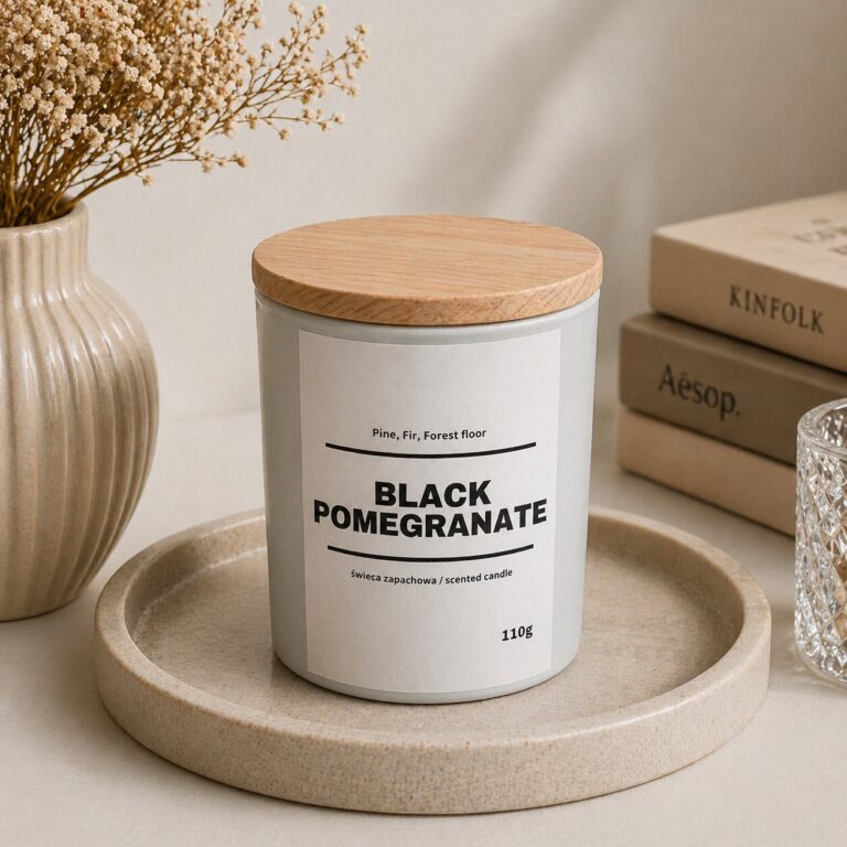 Świeca zapachowa BLACK POMEGRANATE 10% 110g - białe szkło