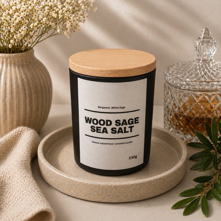Świeca zapachowa WOOD SAGE SEA SALT 10% 110g - czarne szkło