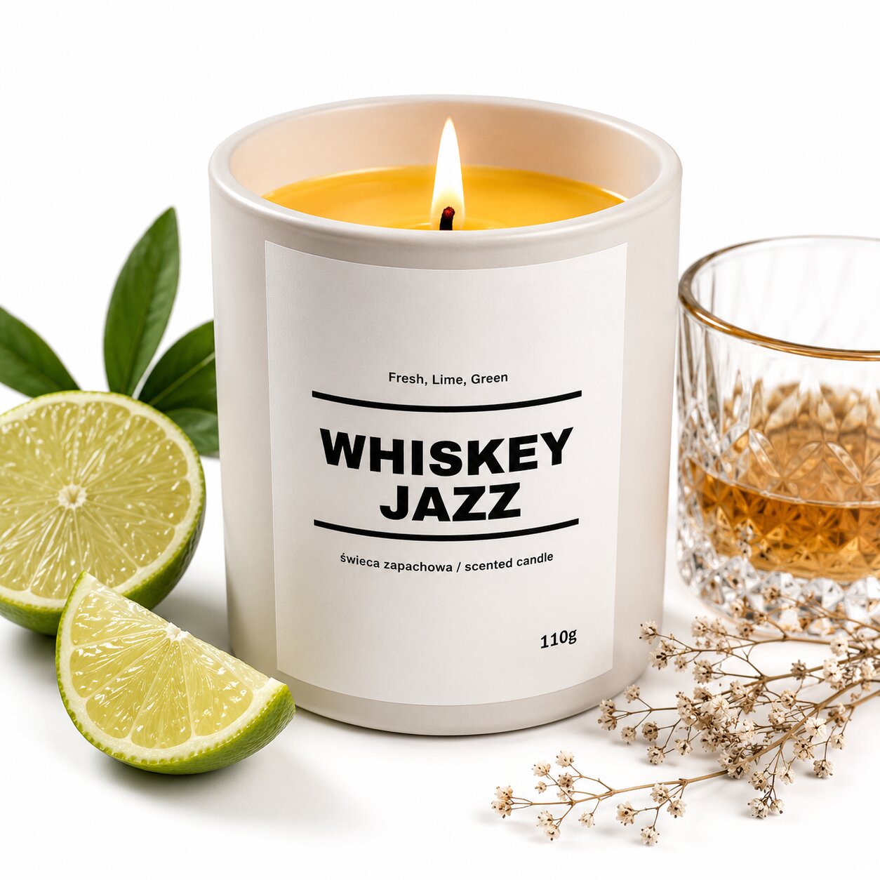 Świeca zapachowa WHISKEY JAZZ 10% 110g - białe szkło - obrazek 3