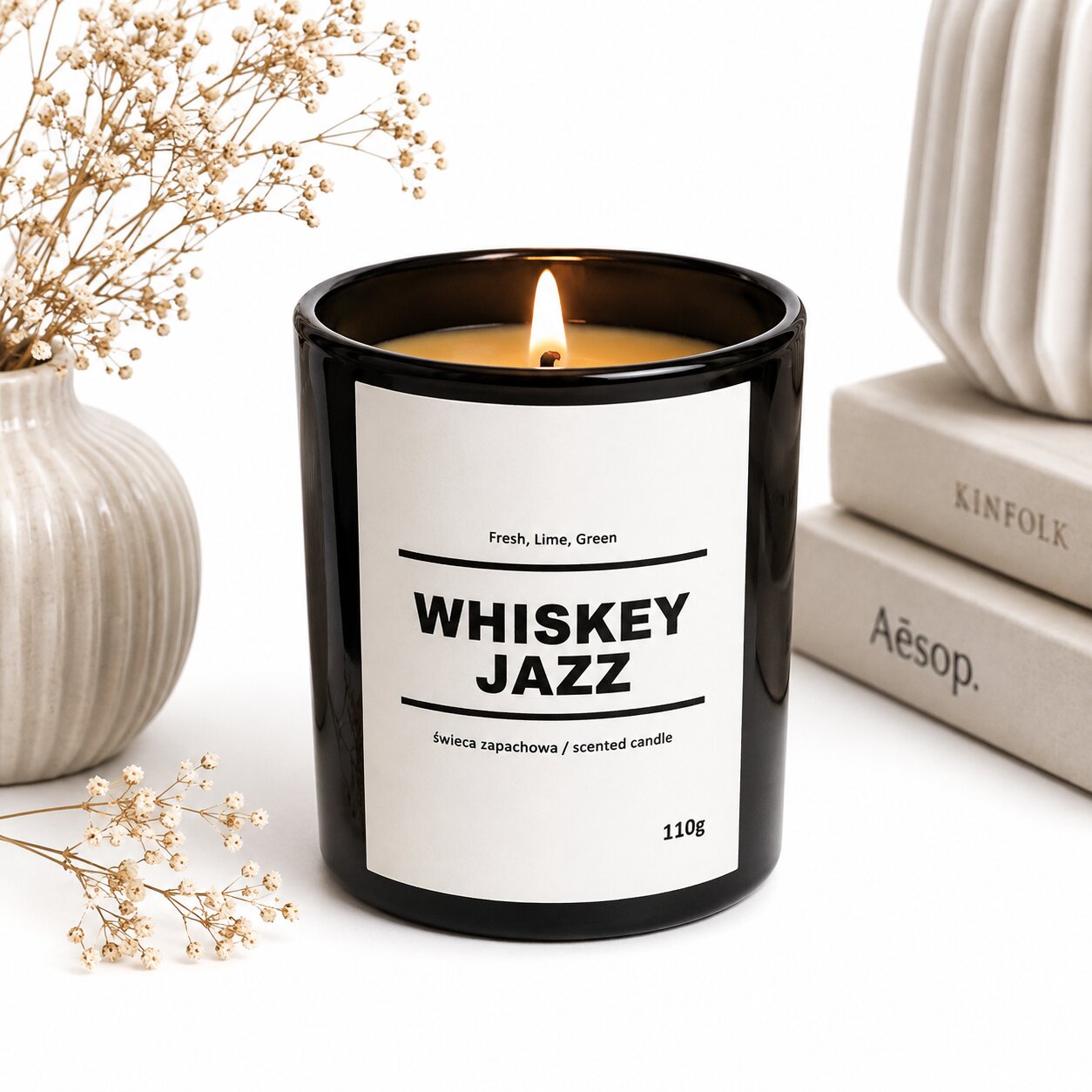 Świeca zapachowa WHISKEY JAZZ 10% 110g - czarne szkło - obrazek 4