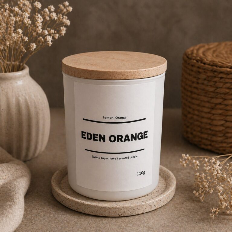 Świeca zapachowa EDEN ORANGE 10% 110g - białe szkło