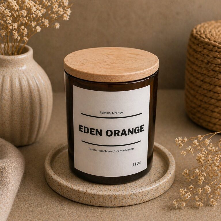 Świeca zapachowa EDEN ORANGE 10% 110g - czarne szkło